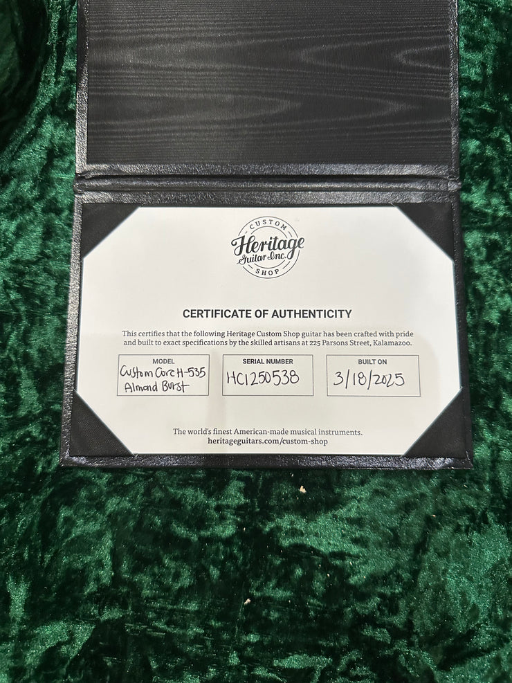 Heritage H535 Custom Shop Limited Run Custom Color Almond Burst