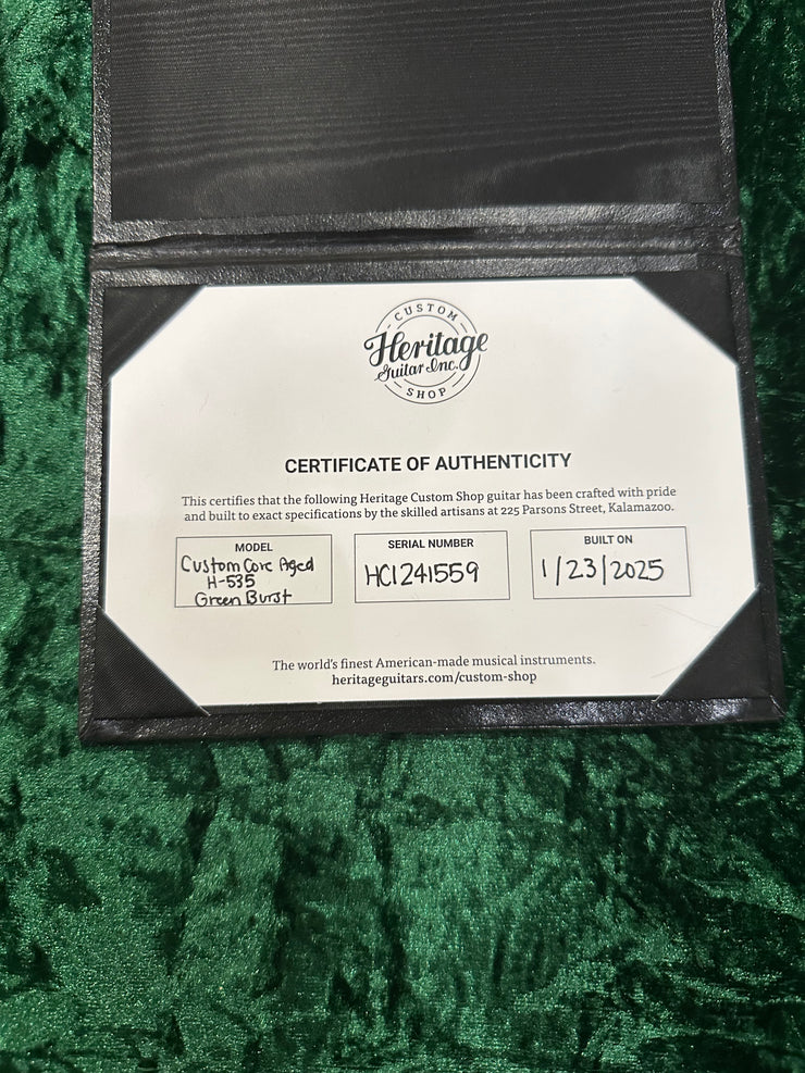 Heritage Custom Shop H-535 Limited Run Custom Green burst
