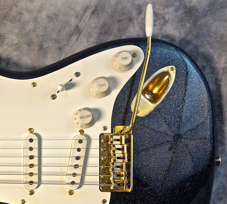 **** SOLD **** Jimmy Wallace “Sierra” Black Gold Sparkle Matching  Headstock!