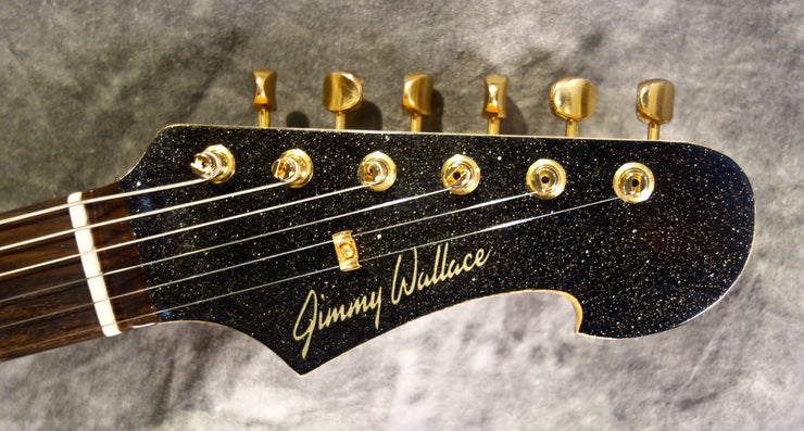 **** SOLD **** Jimmy Wallace “Sierra” Black Gold Sparkle Matching  Headstock!